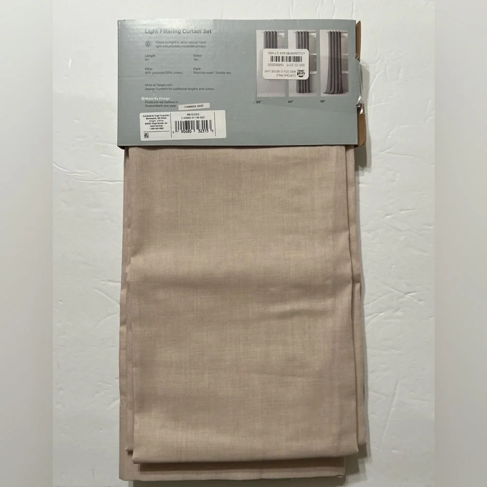 Light-Filtering Curtain Set 2 Panels Made by Design Tan 42